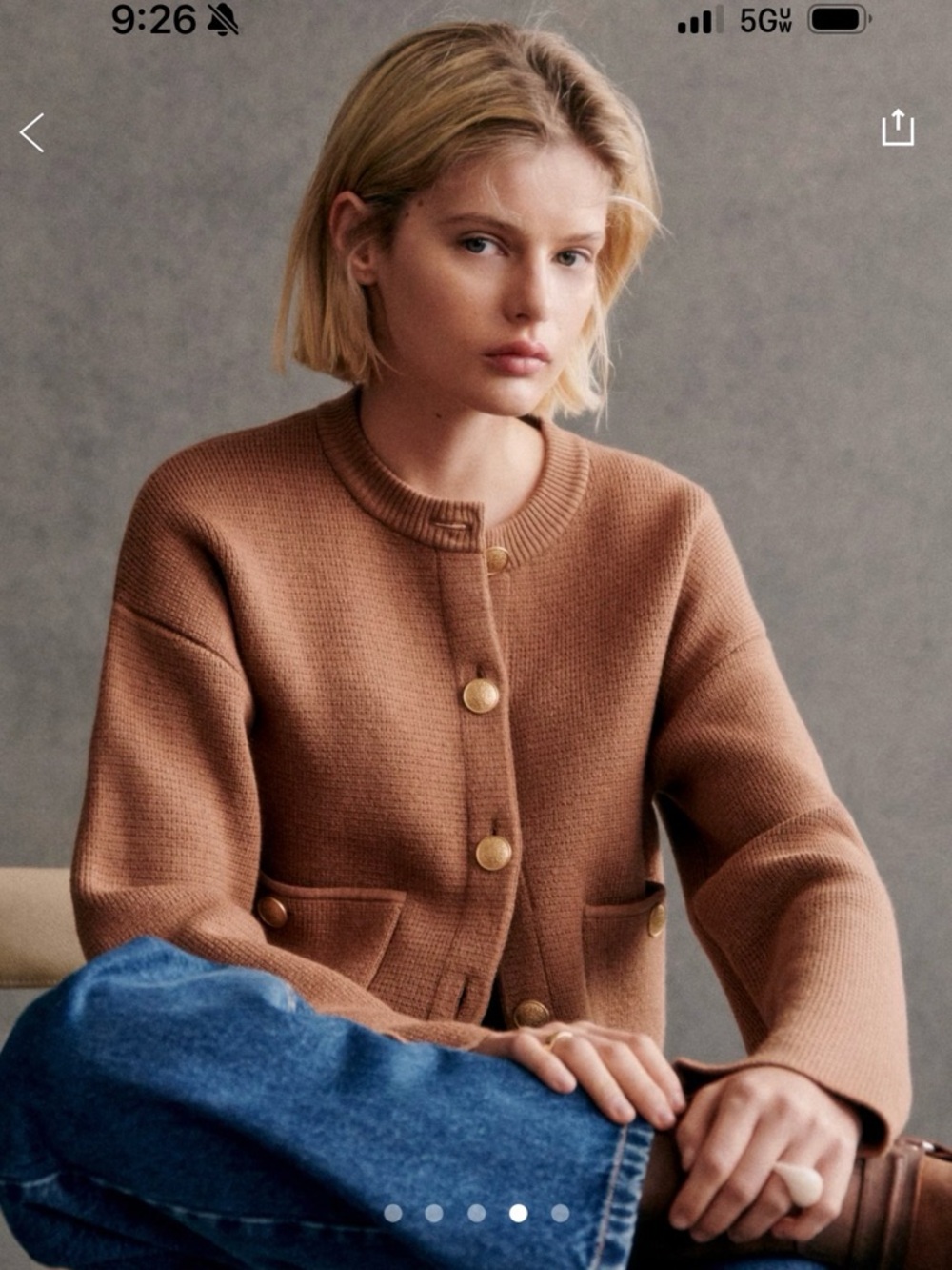 Sezane Valerio Wool Cotton Blend Cardigan in Camel Size Medium EUC - Picture 15 of 16